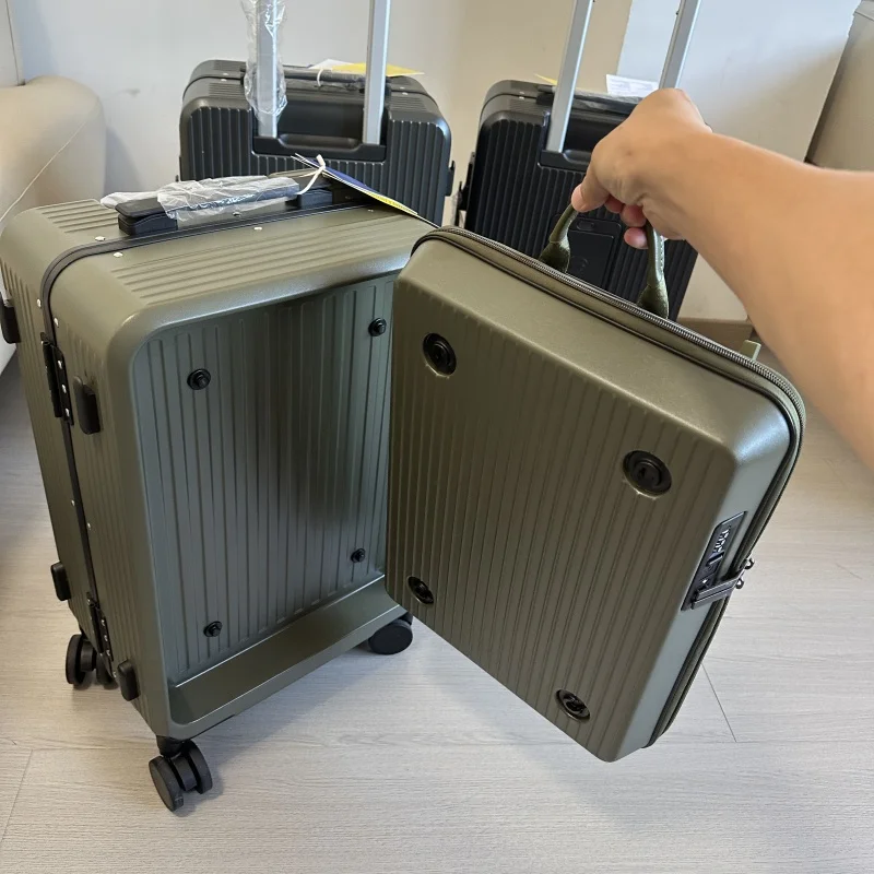 Aluminum Frame Carry On Luggage - 2-in-1 Suitcase Detachable Backpack Laptop Pocket