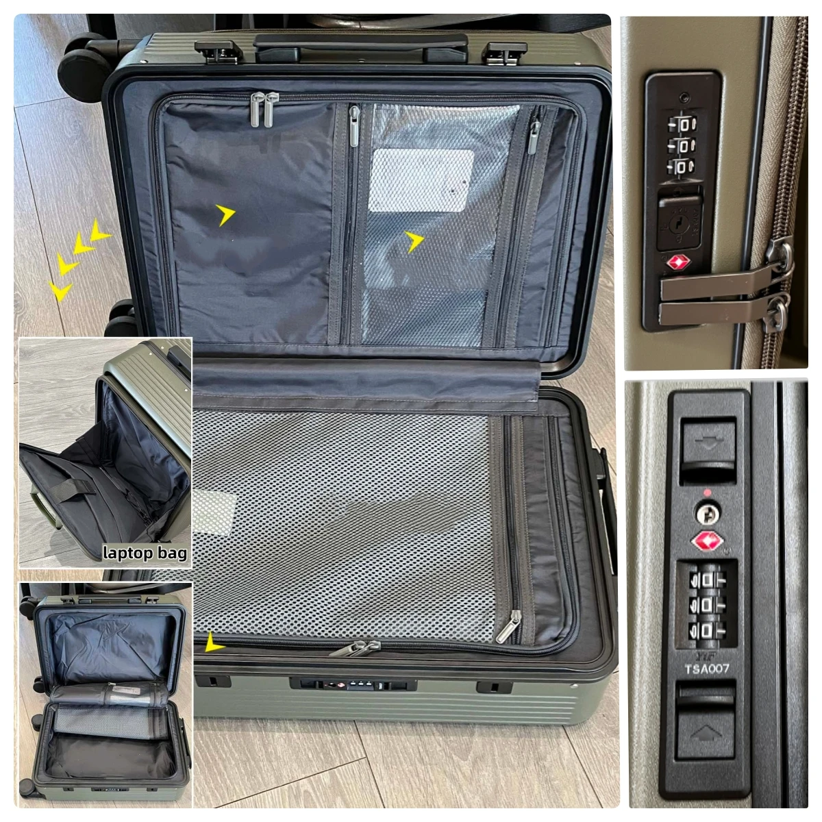 2-in-1 Suitcase Detachable Bac - đánh giá và giá Aluminum Frame Carry On Luggage